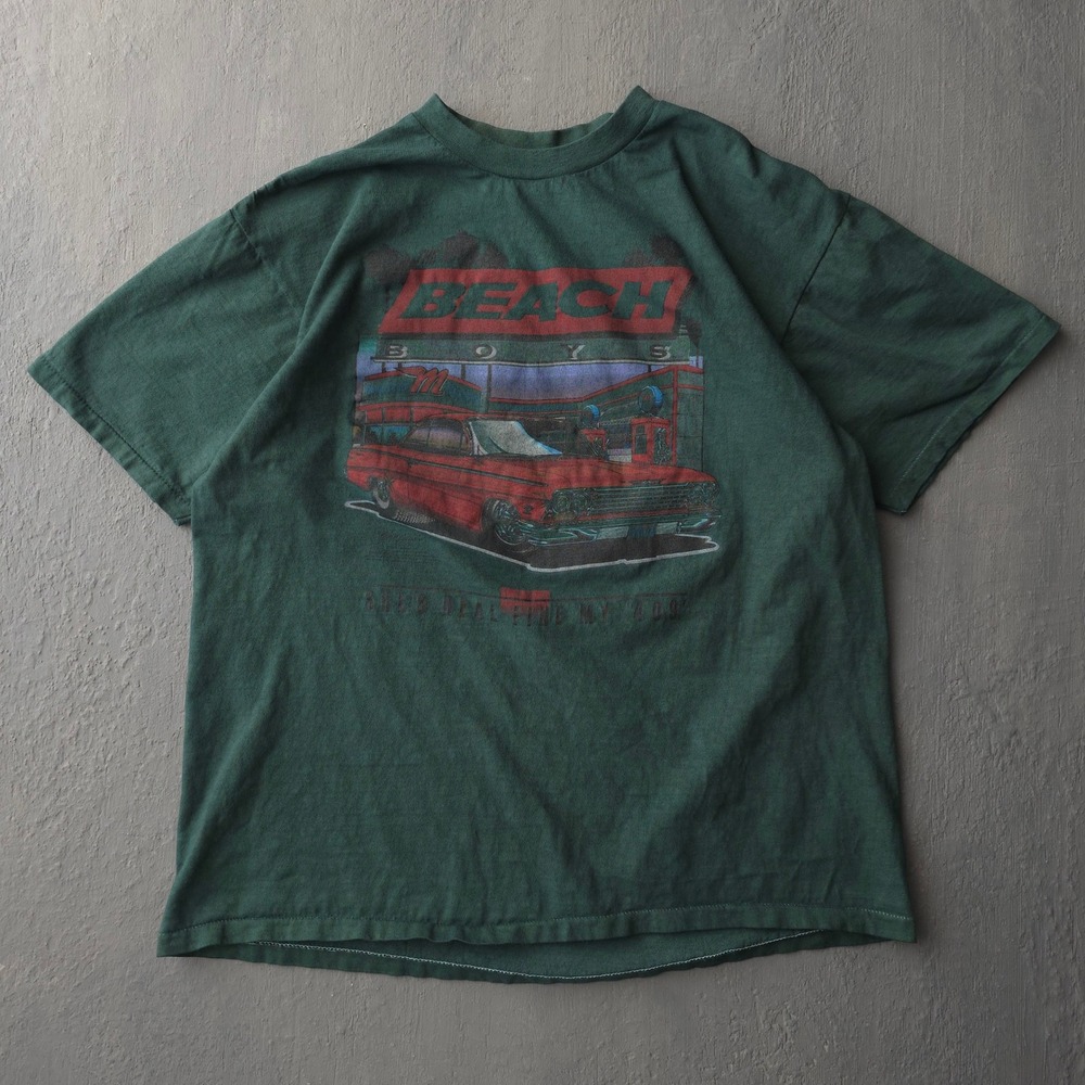 Vintage 90s Oneita Green The Beach Boys 409 Graphic T-shirt XL 4-Speed Posi